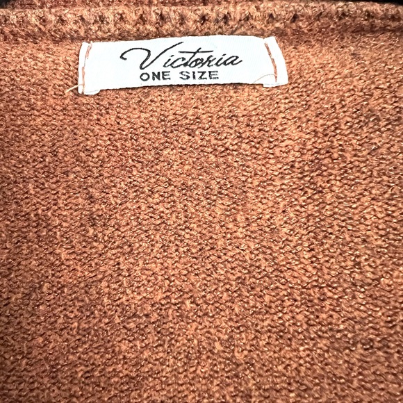 Victoria Women’s Brown/Rust  colored Knit Open Front Cardigan Sweater One size - Picture 2 of 8